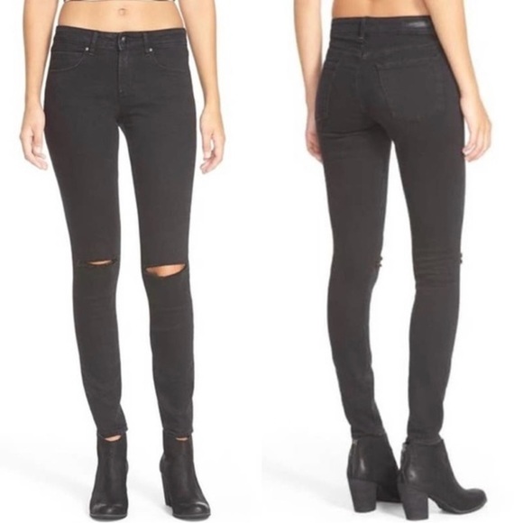 Articles Of Society Denim - Articles of Society Sarah Knee Slit Black Cat Ripped Knee Jeans Size 27